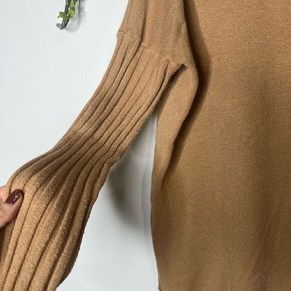 French Connection Camel Tan Brown V-neck Sweater Tunic - Picture 2 of 9